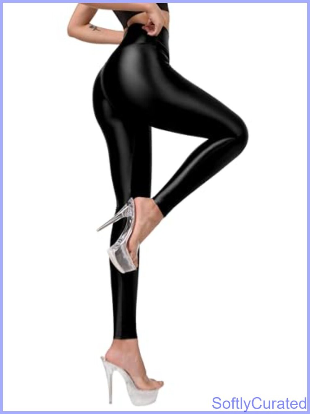 High Waist Workout Leggings Nylon Opaque Yoga Tights